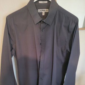 Express Men's Dress Shirt Brown with White Polka Dots Size M